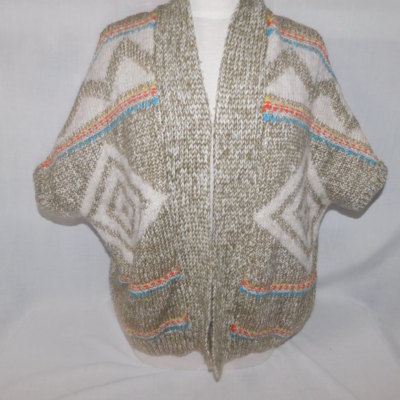 American Eagle Aztec Southwestern Chunky Knit Open Cardigan Sweater Women xs / s - Picture 3 of 10